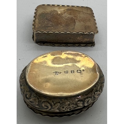 887 - Two hallmarked silver boxes Birmingham, other marks rubbed with Victorian 6 pence to top, bash to co... 