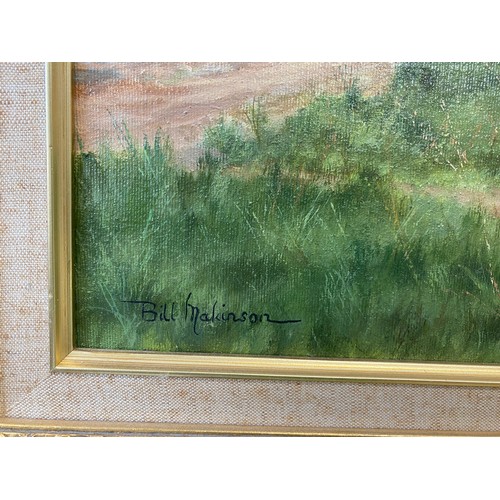 1304 - Bill Makinson oil on canvas signed L.L. Cotswolds scene. Picture size 44.5 x 60cm and 2 smaller oil ... 