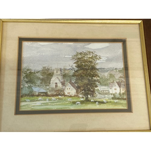 1304 - Bill Makinson oil on canvas signed L.L. Cotswolds scene. Picture size 44.5 x 60cm and 2 smaller oil ... 