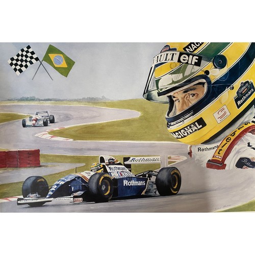 1114 - Ayrton Senna a limited edition print 11/1000 of one of the greatest Grand Prix racing drivers of all... 