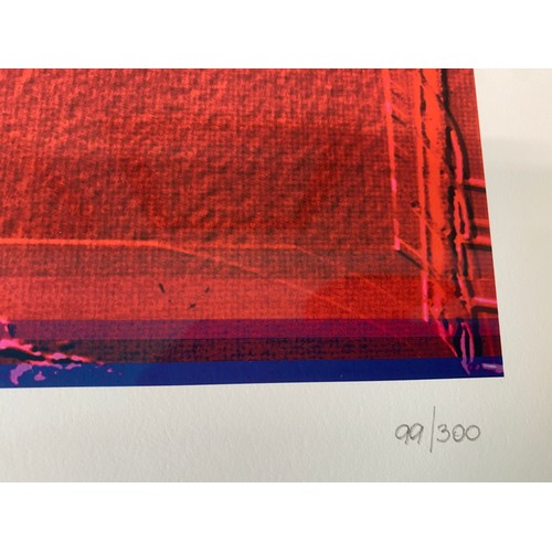 1116 - Two limited edition prints of R.E.M. Automatic for the People, blue print is 131/300, red print 99/3... 