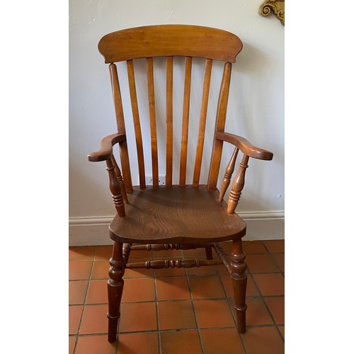 128 - A Yorkshire slat back chair 114cm h, 48cm w seat.