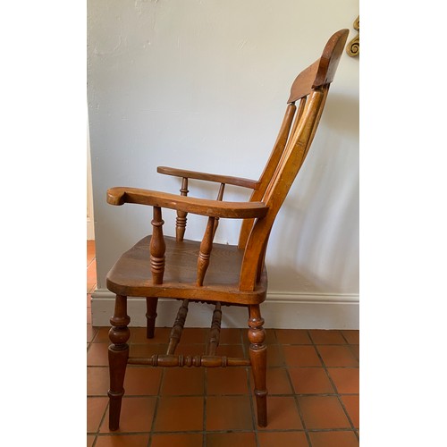 128 - A Yorkshire slat back chair 114cm h, 48cm w seat.