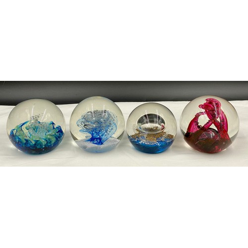 483 - Nine paperweights to include: 4 x Selkirk -  'Spring Breeze' 1993,  'Springdrift' 1996, Nautilus, Lt... 