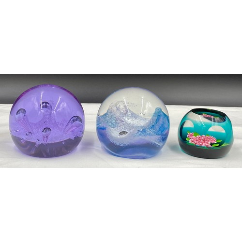 483 - Nine paperweights to include: 4 x Selkirk -  'Spring Breeze' 1993,  'Springdrift' 1996, Nautilus, Lt... 