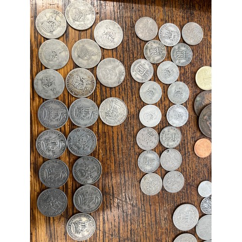 662 - A collection of mostly One Shilling and Sixpence coins dating before 1947 and other coins and Reichs... 