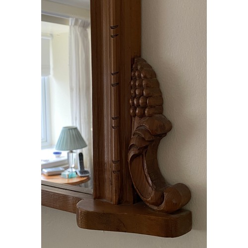 1151 - Pine over mantle mirror. 69 h x 113cm w.