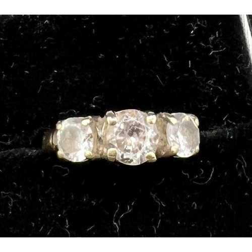 608 - A 9ct gold ring set with cubic zirconia, size J. 2.8gm.