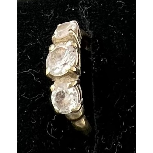 608 - A 9ct gold ring set with cubic zirconia, size J. 2.8gm.