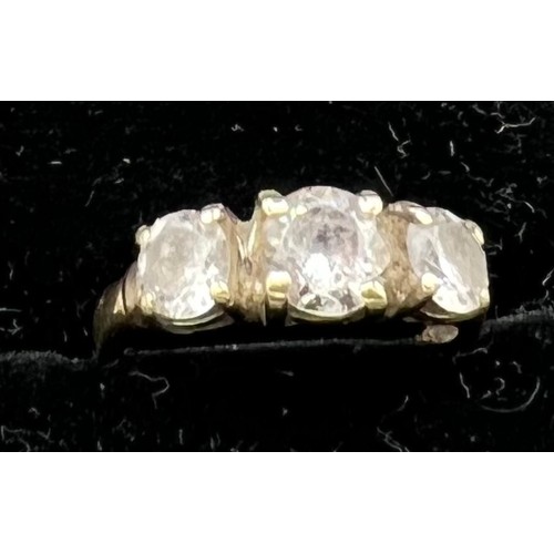 608 - A 9ct gold ring set with cubic zirconia, size J. 2.8gm.