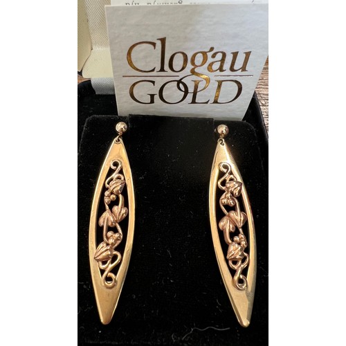 614 - Glogau gold drop earrings in 9ct in original box. 7.2gm.