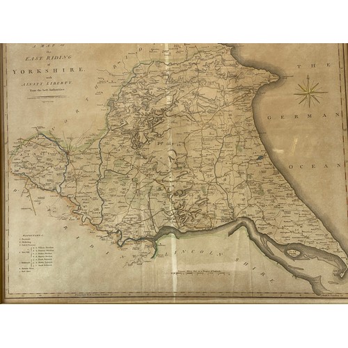 1271 - A framed map of the East Riding of Yorkshire with Ainsty Liberty from the best Authorities published... 