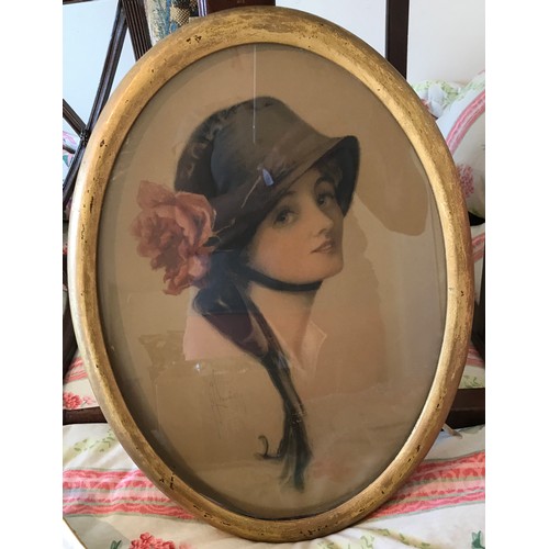 1108 - Print of a Lady in an oval shaped gilt frame.
44.5cm h.