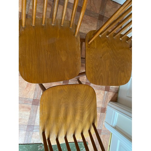 76 - Three mid century chairs. 80 h x 42cm to seat, 40 cm at widest.