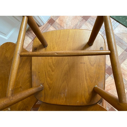 76 - Three mid century chairs. 80 h x 42cm to seat, 40 cm at widest.