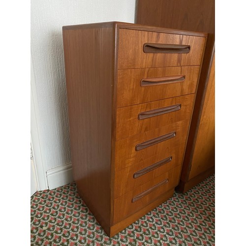 79 - G Plan teak chest of 6 drawers. 103 h x 55 w x 44cm d.