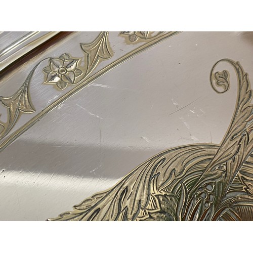 785 - Three good quality large silver plate trays, largest 73cm x 49cm and engraved 