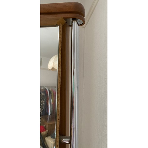 1147 - A chrome framed double sided cheval mirror- ex shop fitting.