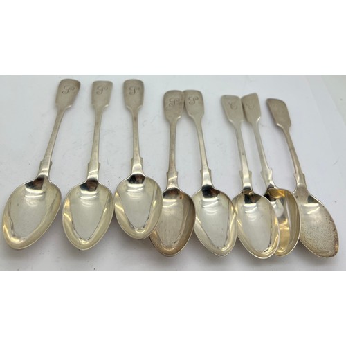 797 - Eight silver teaspoons to include 4 London 1851, one London 1852, maker William Robert Smily. 2 Lond... 