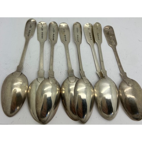 797 - Eight silver teaspoons to include 4 London 1851, one London 1852, maker William Robert Smily. 2 Lond... 