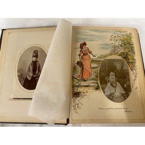 1061 - Two Victorian family photograph albums one with some coloured pages both with photographs of people ... 