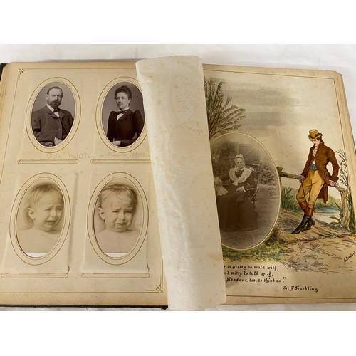 1061 - Two Victorian family photograph albums one with some coloured pages both with photographs of people ... 