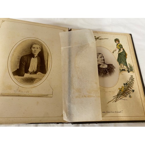 1061 - Two Victorian family photograph albums one with some coloured pages both with photographs of people ... 