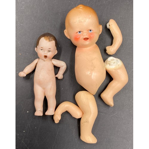 982 - Two Armand Marseilles Dolls wood/ceramic both with sleeping eyes. Largest doll approx 33cms h, numbe... 