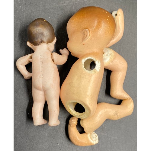 982 - Two Armand Marseilles Dolls wood/ceramic both with sleeping eyes. Largest doll approx 33cms h, numbe... 