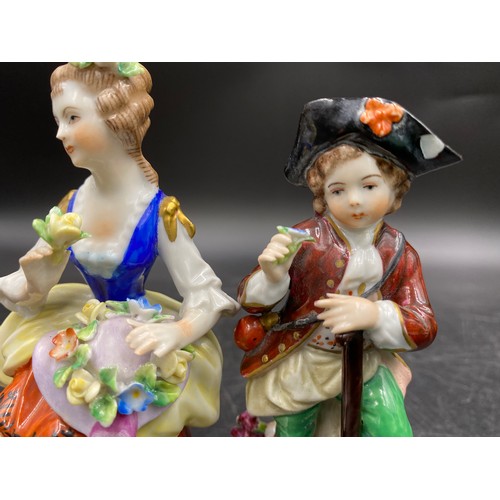 212A - Four Sitzendorf figurines to include courting couple 14.5cm h etc together with a Capodimonte figuri... 