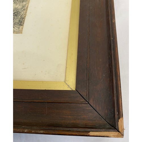 1104 - Oak frame 48cm h x 89cm w containing three 19thC prints, one by David Bates, one by R W Rouse 1885 t... 