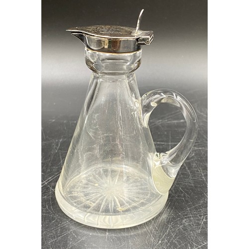 816 - A silver-mounted glass whisky noggin by Hukin and Heath Ltd , Birmingham 1911. 10.5cm h.