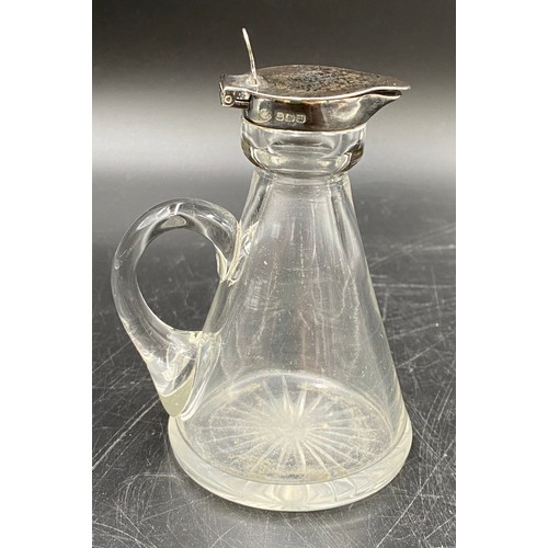 816 - A silver-mounted glass whisky noggin by Hukin and Heath Ltd , Birmingham 1911. 10.5cm h.