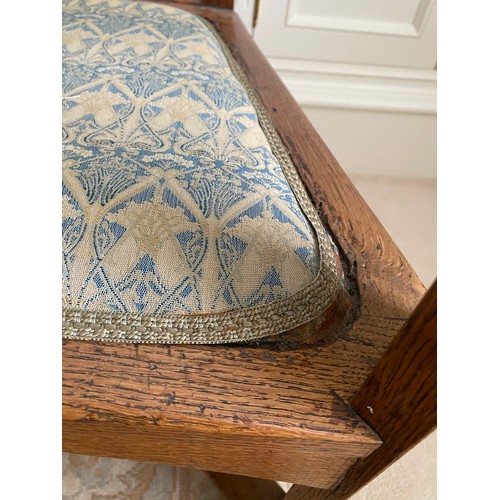 106 - Arts & Crafts oak armchair covered in Liberty fabric (bought from Liberty London) 102 h x 43 h to se... 