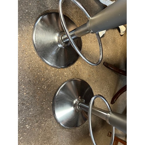 108 - Two adjustable chrome and silver bar stools, 78cm h at full height, designed by Stefano Giovannoni.