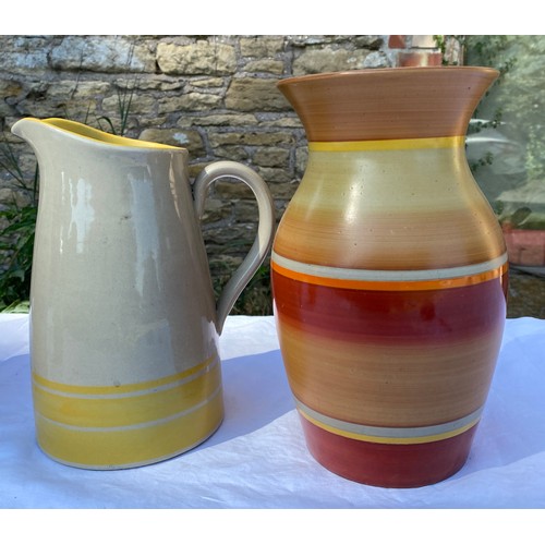 221 - Gray's pottery to include 3 jugs, tallest 22cm, vase 24.5cm and mug 9cm h.