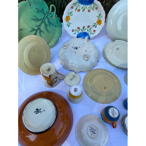 222 - Mostly hand painted ceramics to include Foley Art two handled cup and saucer, a Charlesque by John G... 