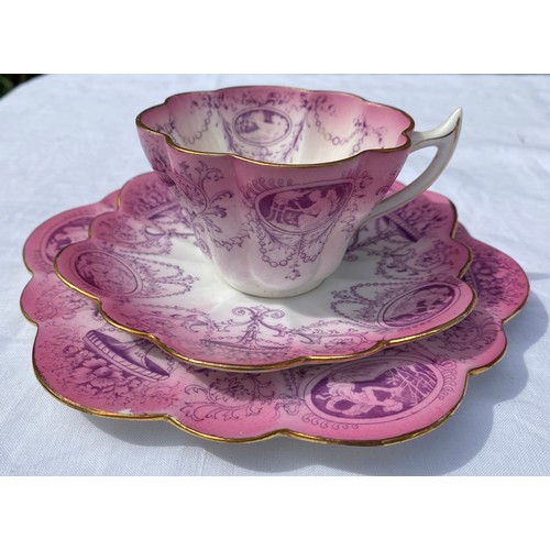 227 - The Foley China Wileman & Co part tea service to include cake plate 22cm d, 6 cups and saucers, 6 pl... 