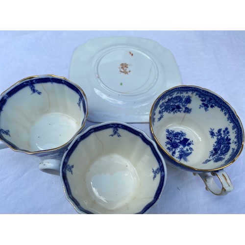 233 - Three part tea services to find Adderley, W. A. & Co, Louis XVI, mixed marks, some cups Adderleys Lt... 