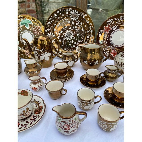 235 - A selection of Gray's gold and floral pottery to include plates, teapots, cup and saucers, bowls, 7 ... 