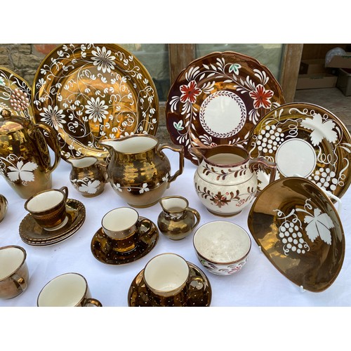 235 - A selection of Gray's gold and floral pottery to include plates, teapots, cup and saucers, bowls, 7 ... 