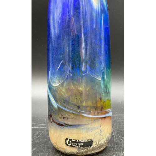 512 - Isle of Wight glass - tall vase 39cm h together with Isle of Wight perfume bottle and stopper 10cm h... 