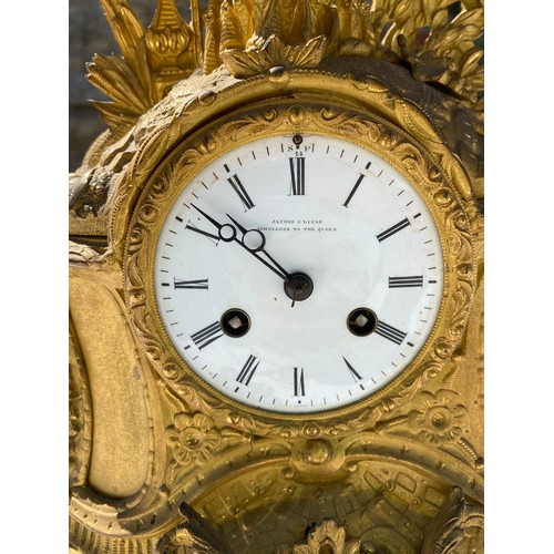 1025 - Two 19thC French mantle clocks to include Jacobs and Lucas, jewellers to the Queen 35cm h.