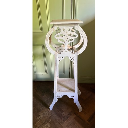 65 - Painted wooden Art Nouveau style plant stand . 116 h x 41 w x 32cm d.