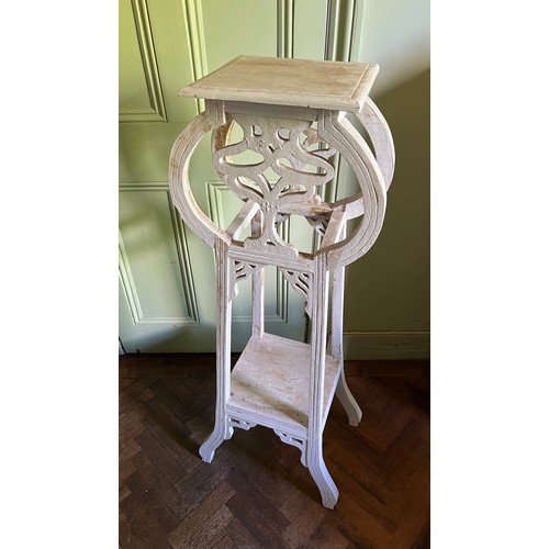 65 - Painted wooden Art Nouveau style plant stand . 116 h x 41 w x 32cm d.