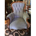 A 19thC mahogany framed armchair. 38cm to seat x 64 cm w at arms.