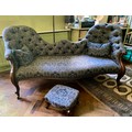 A mahogany framed double ended sofa on cabriole legs and brass castors. Approx. 88 h x 195 w x ht to... 