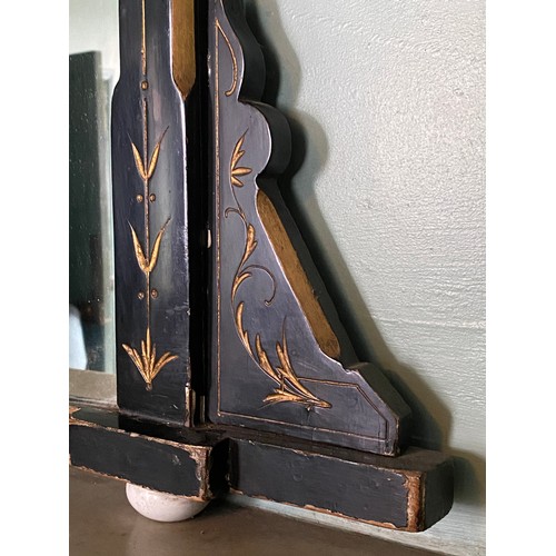 1146 - An ebonised gilt over mantle mirror circa 1880. Approx. 142 h x 130cm w.