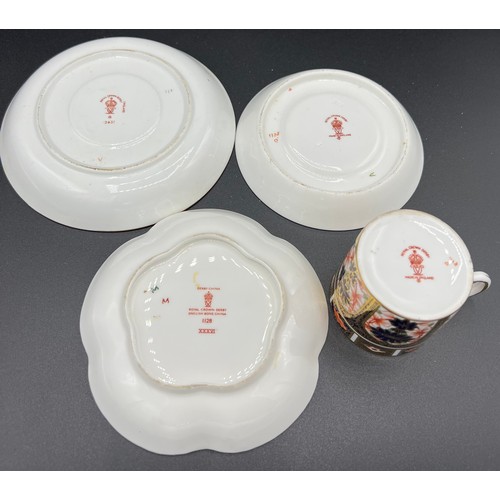 212 - Royal Crown Derby to include coffee can and saucer, saucer and dish 11cm d.