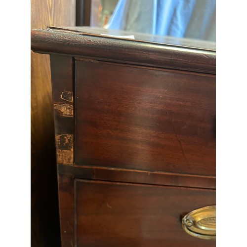 68 - A 19thC mahogany chest of 2 short over 3 long drawers on bracket feet. Original brass handles. 95 w ... 